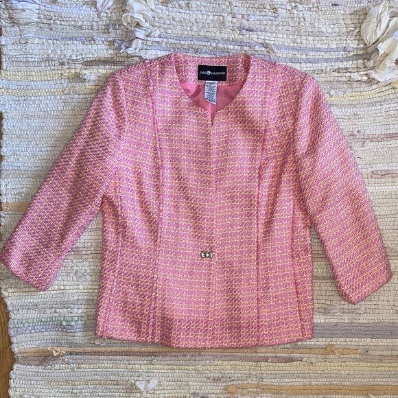 Sag Harbor Pink and Orange Tweed Blazer Jacket Size 8 - Picture 1 of 8